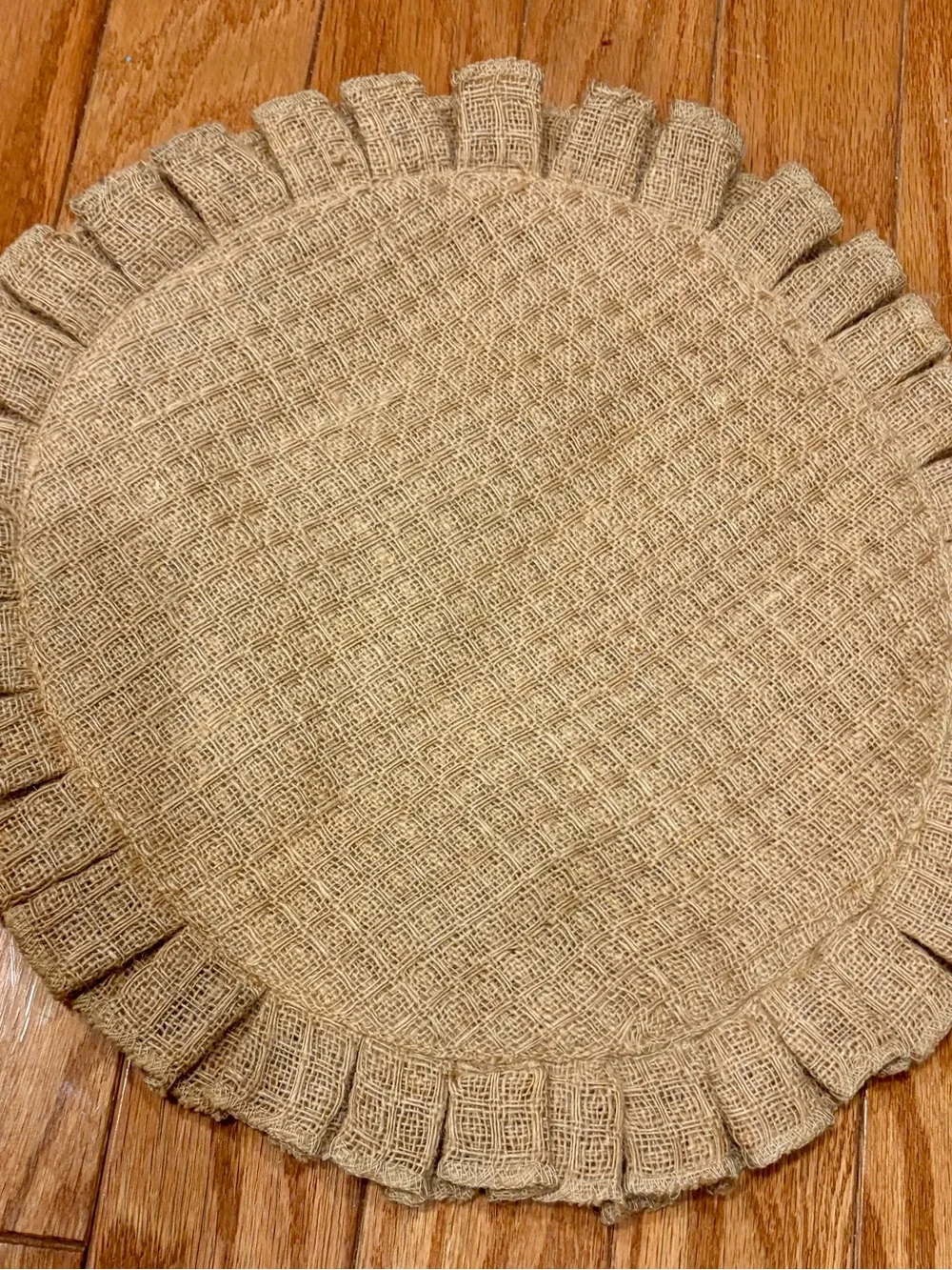New Set of 6 Round Burlap Ruffle Placemats | Farmhouse Rustic Table Decor